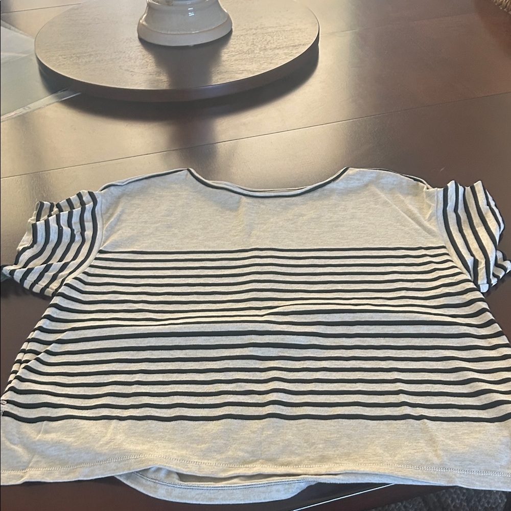 Max Studio Black and White Striped Tee